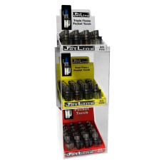 Jet Line POCKET TORCH 3 TIER DISPLAY - Triple & Double& Single Torch - 6 TRAYS of 20 Lighters (LOWER PRICES + FREE Display)